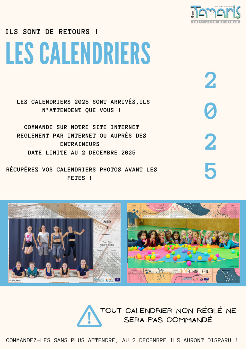 Vente des calendriers 2025